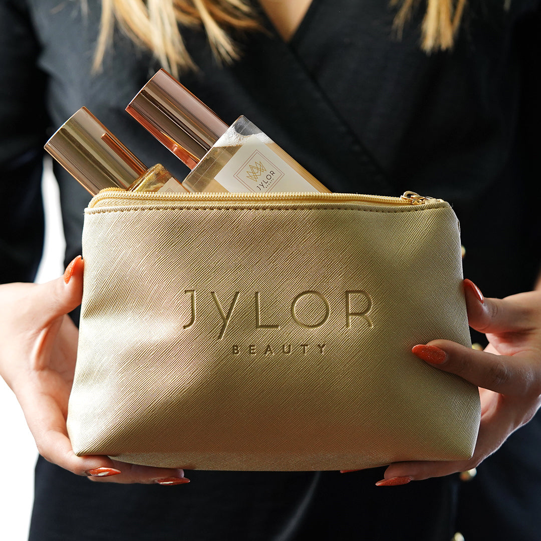 Golden beauty pouch